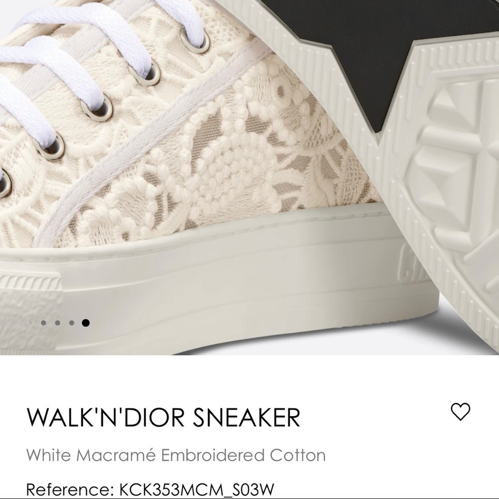 Walk’N’Dior Sneaker White Macramé Embroidered Cotton. Size 42. - Picture 6 of 7